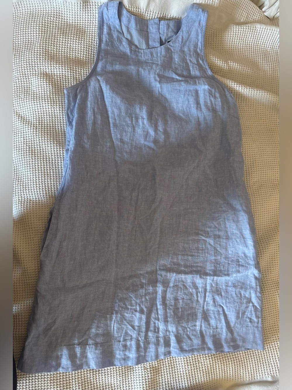 J. CREW Button Back Shift Dress Chambray Denim Linen Light Blue Color Size M